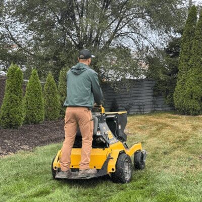 A lawn being aerated in fort wayne