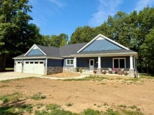 New construction home before lawn and landscape installation in Fort Wayne Indiana