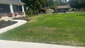 Finished front yard landscaping installation for new home in Fort Wayne