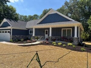 Completed lawn and landscape installation for new home in Fort Wayne Indiana