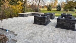 Finished backyard patio and landscape renovation by Fort Wayne landscaping company