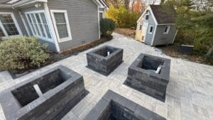 New paver patio installation with seating space completed in Fort Wayne