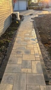 Finished hardscape patio project with clean paver installation in Fort Wayne