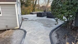 New paver patio and backyard landscape renovation completed by local Fort Wayne contractor