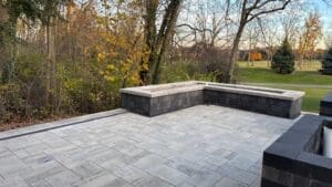 Finished custom paver patio and outdoor living space in Fort Wayne Indiana