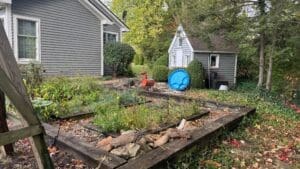 Before image of backyard renovation project for new patio and outdoor living area