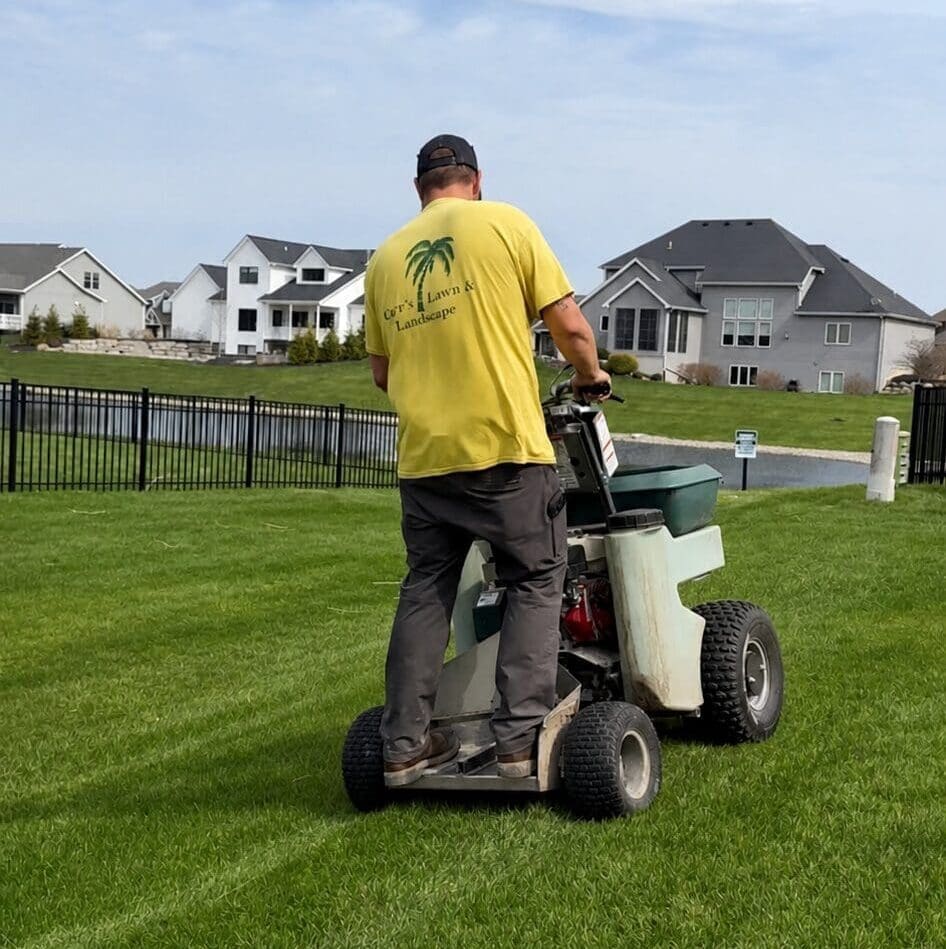 A lawn being treated in fort wayne